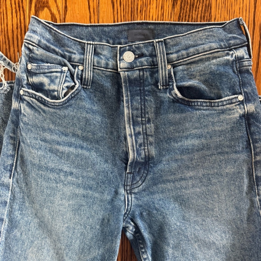 Mother The Tomcat High Rise Button Fly Distressed Jeans Women 26 Completely Over - Picture 9 of 12
